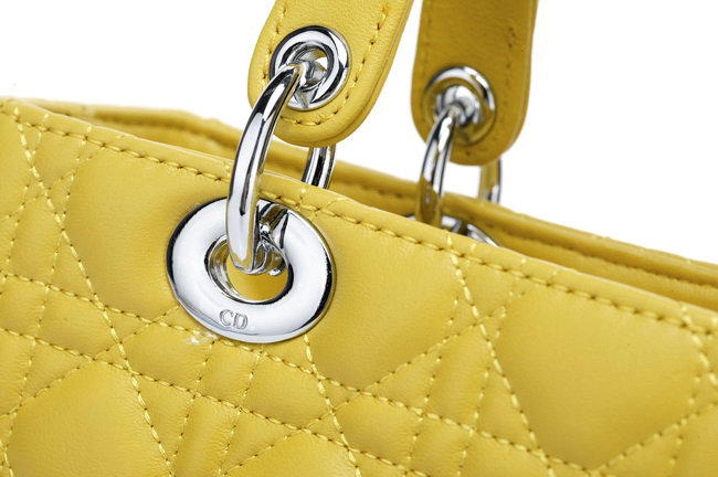 replica jumbo lady dior lambskin leather 6325 lemon yellow - Click Image to Close
